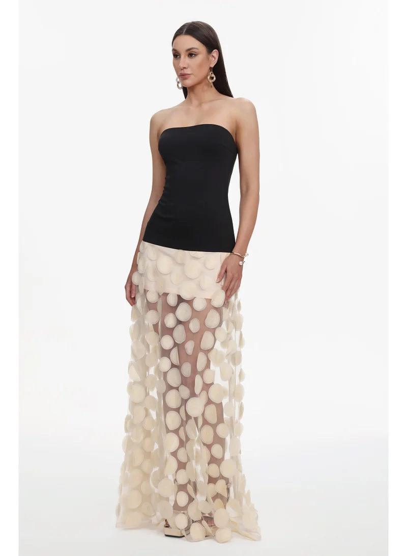 Bella Barnett  Falzer Sleeveless Netting Wafer Maxi Dress for Women | Best Price UAE